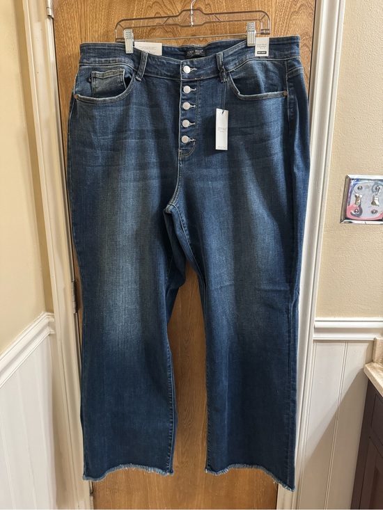 Judy Blue Denim - Judy Blue Womens 22W Wide Leg Button Fly High Rise Denim Jeans Stretch NEW NWT
